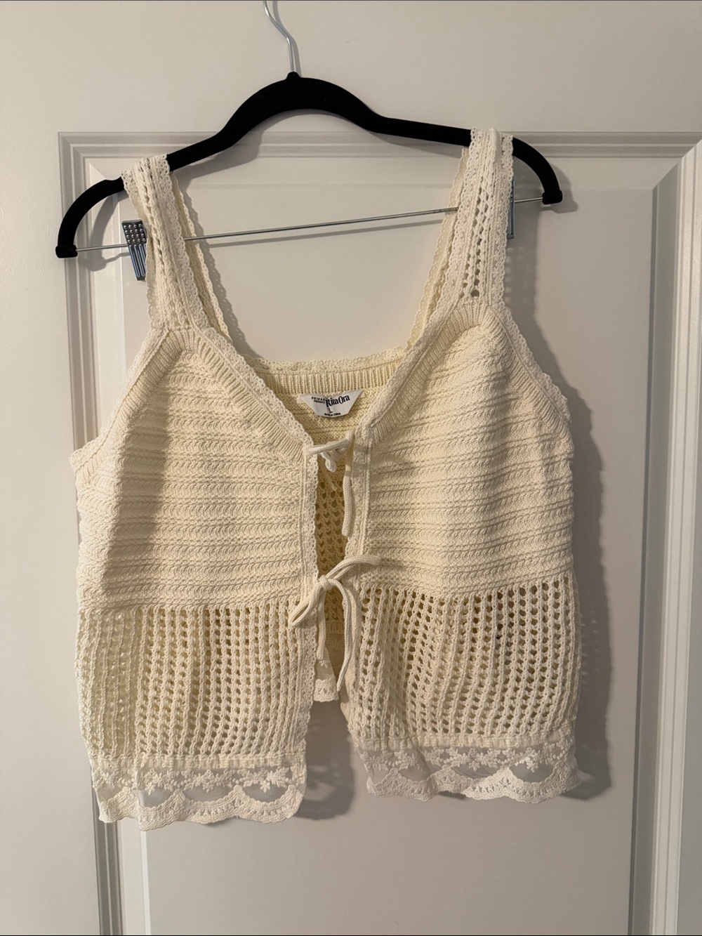 Primark Cream Crochet Tie-Front Camisole